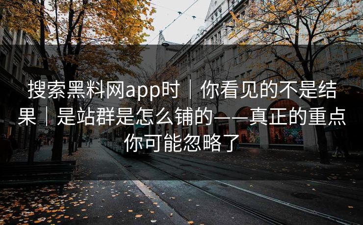 搜索黑料网app时｜你看见的不是结果｜是站群是怎么铺的——真正的重点你可能忽略了